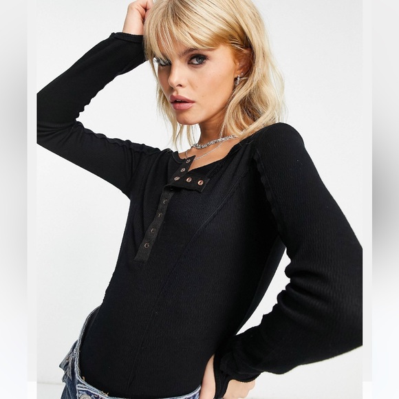 Free People Sloane Bodysuit In Black - Picture 8 of 9